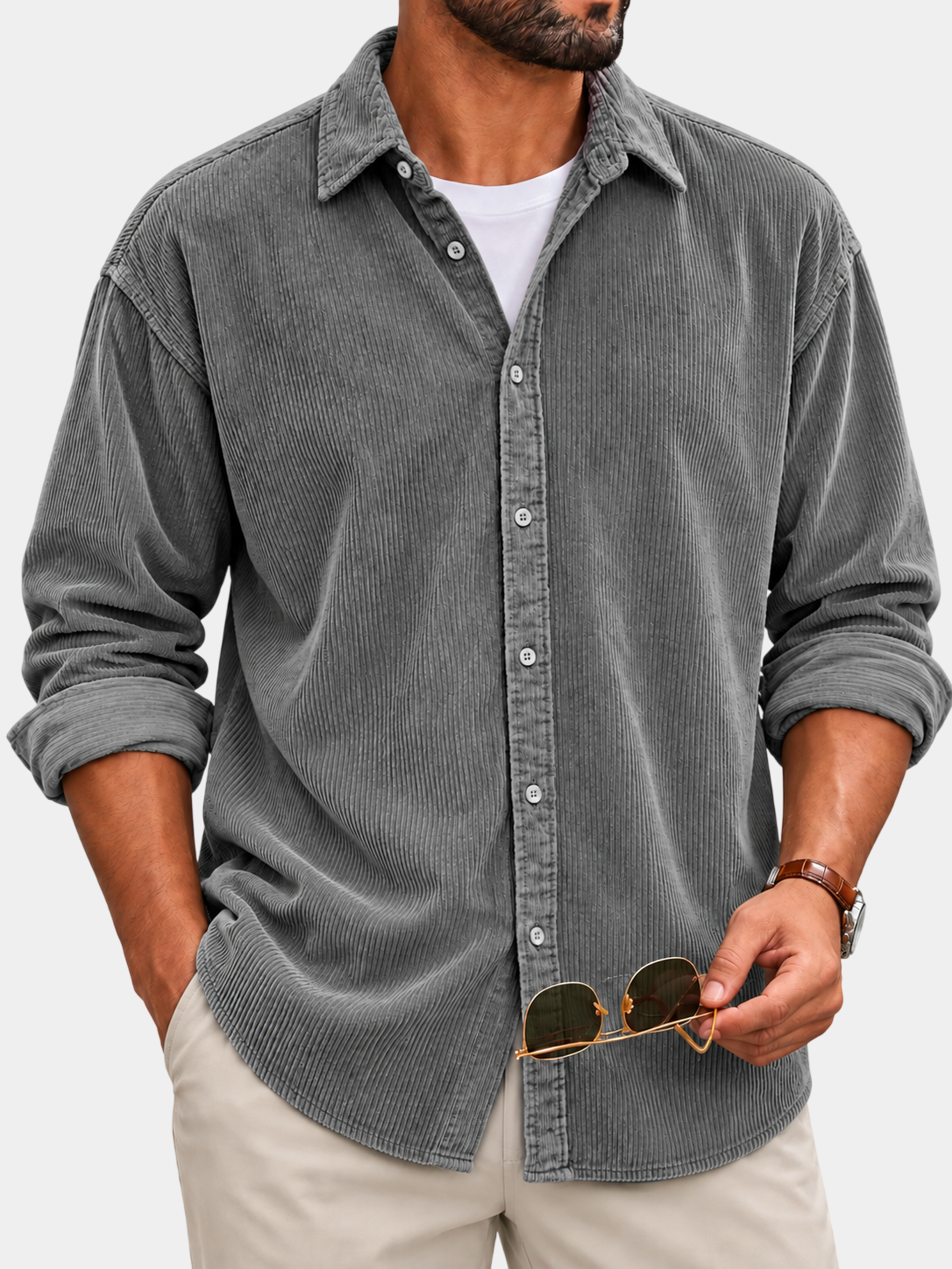 Premium Vintage Corduroy Long Sleeve Shirt