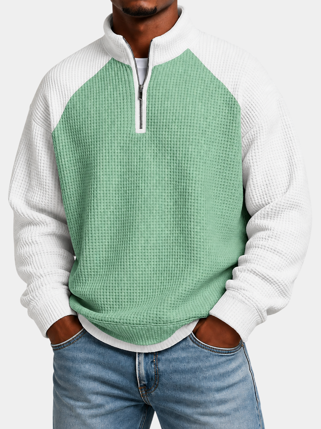 Urban Colorblock Waffle Textured Pullover