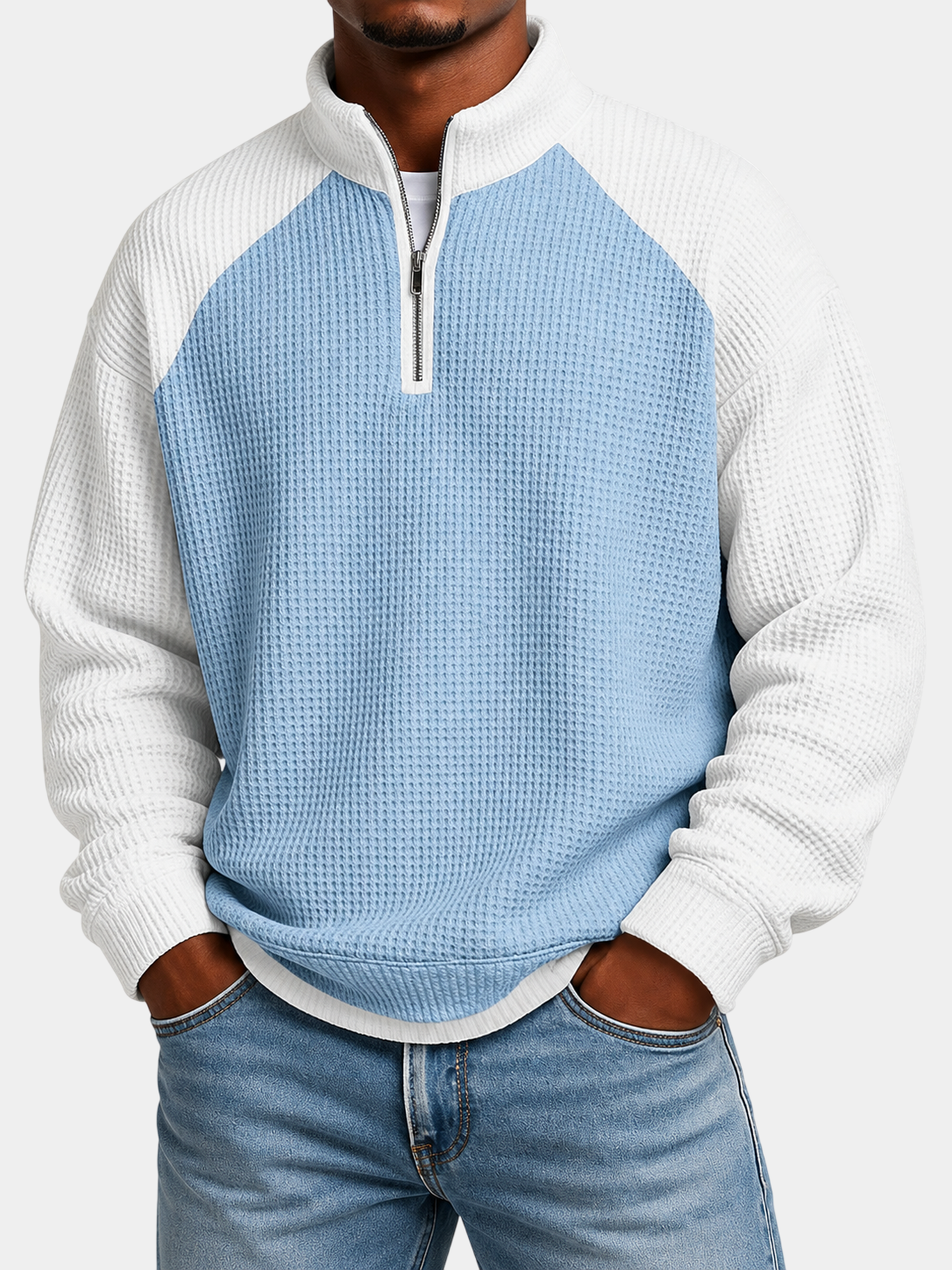 Urban Colorblock Waffle Textured Pullover