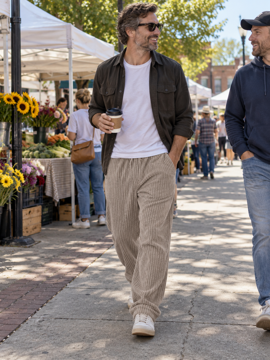 Relaxed Fit Corduroy Drawstring Pants