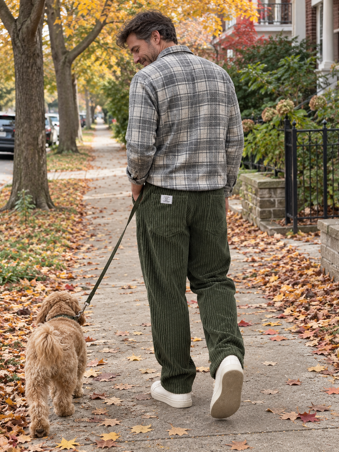 Relaxed Fit Corduroy Drawstring Pants