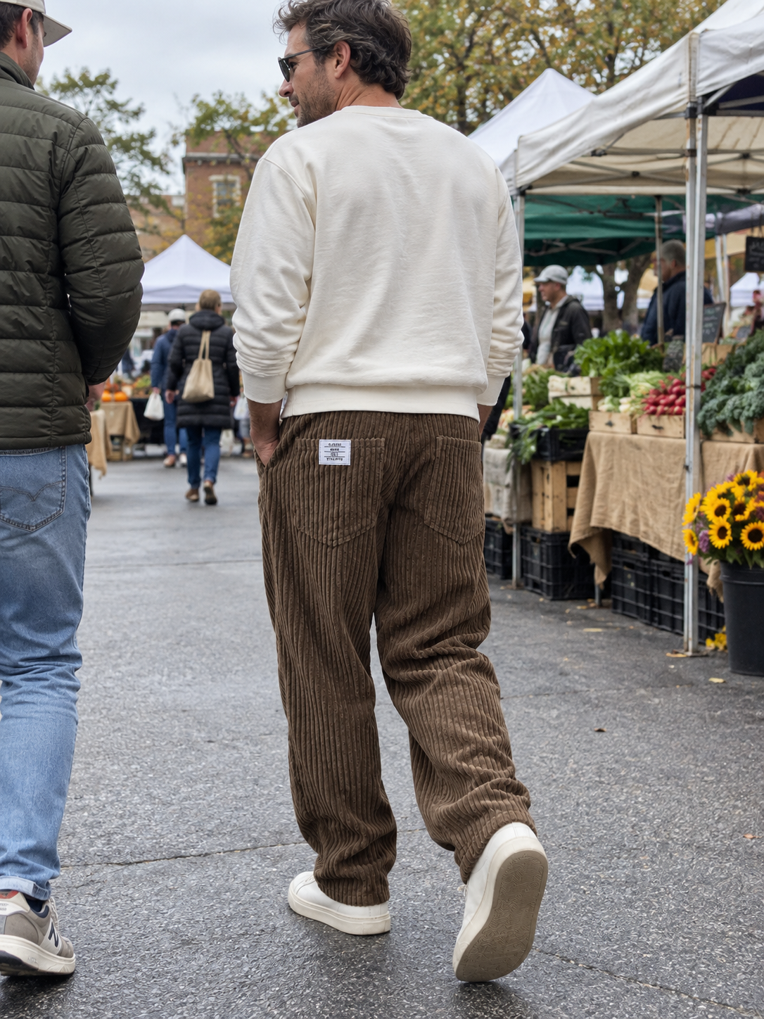 Relaxed Fit Corduroy Drawstring Pants