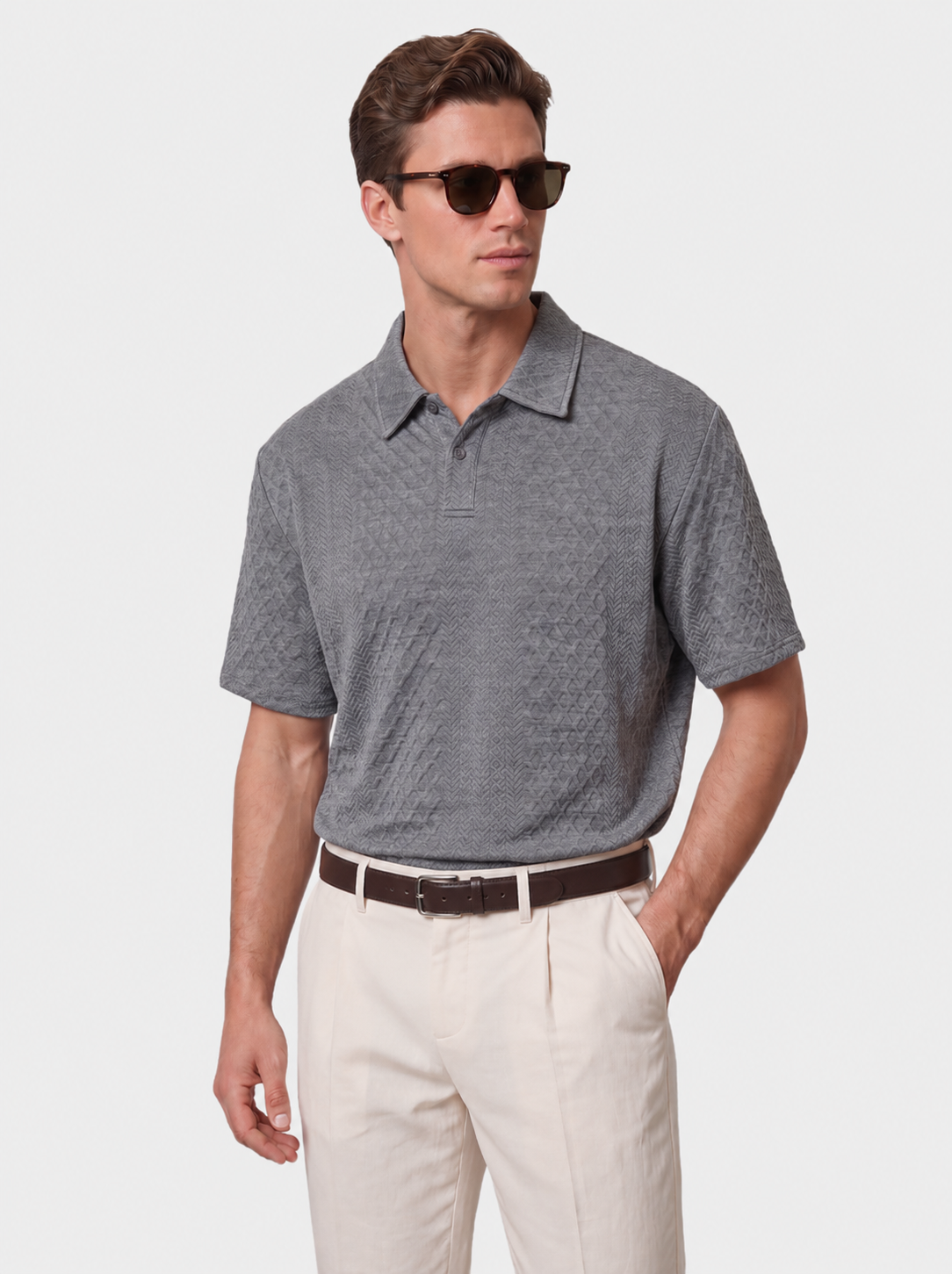 Classic Textured Jacquard Polo Shirt