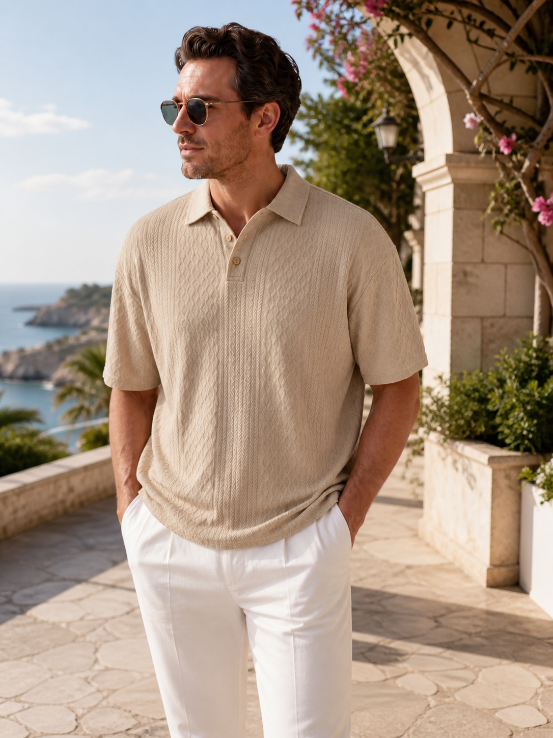 Classic Textured Jacquard Polo Shirt