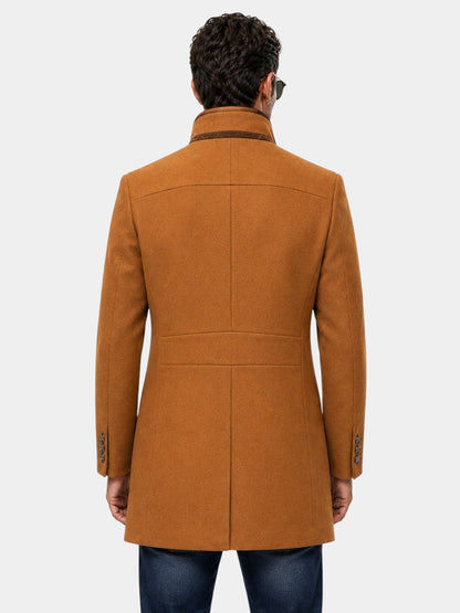 Thick Stand Collar Detachable Scarf Wool Coat
