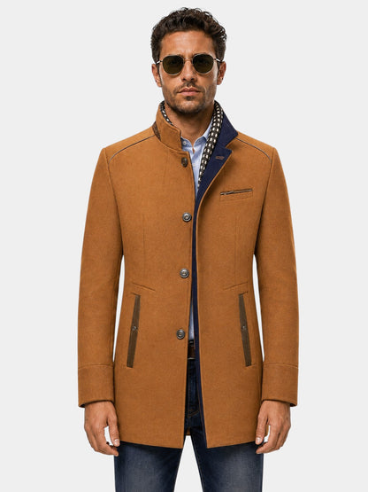 Thick Stand Collar Detachable Scarf Wool Coat