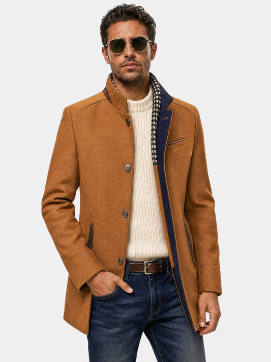 Thick Stand Collar Detachable Scarf Wool Coat
