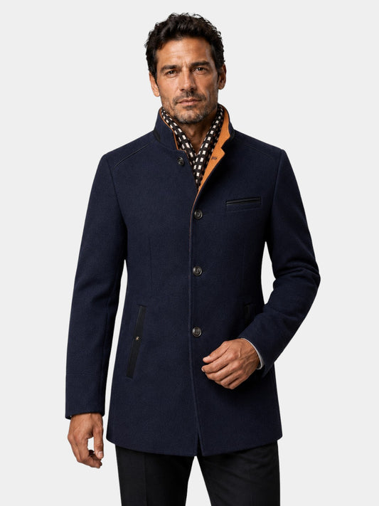 Thick Stand Collar Detachable Scarf Wool Coat