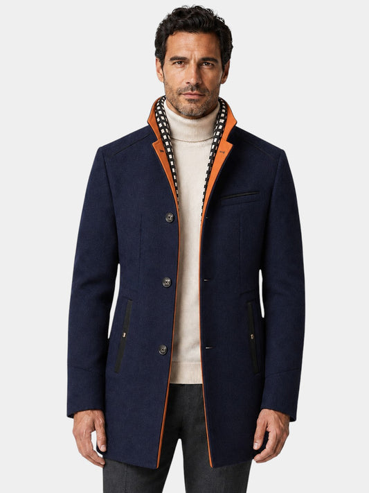 Thick Stand Collar Detachable Scarf Wool Coat