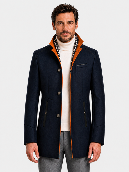Thick Stand Collar Detachable Scarf Wool Coat