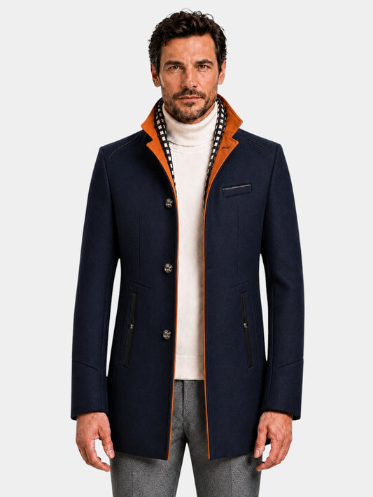 Thick Stand Collar Detachable Scarf Wool Coat