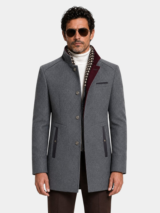Thick Stand Collar Detachable Scarf Wool Coat