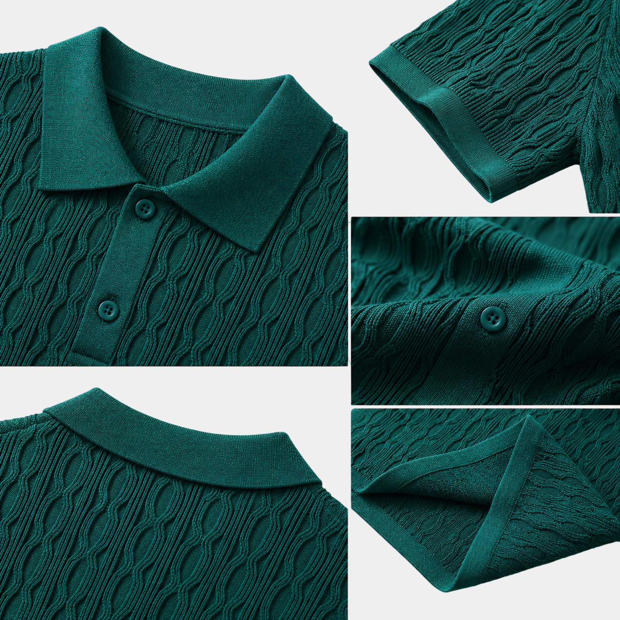 Premium Textured Jacquard Knit Polo Shirt