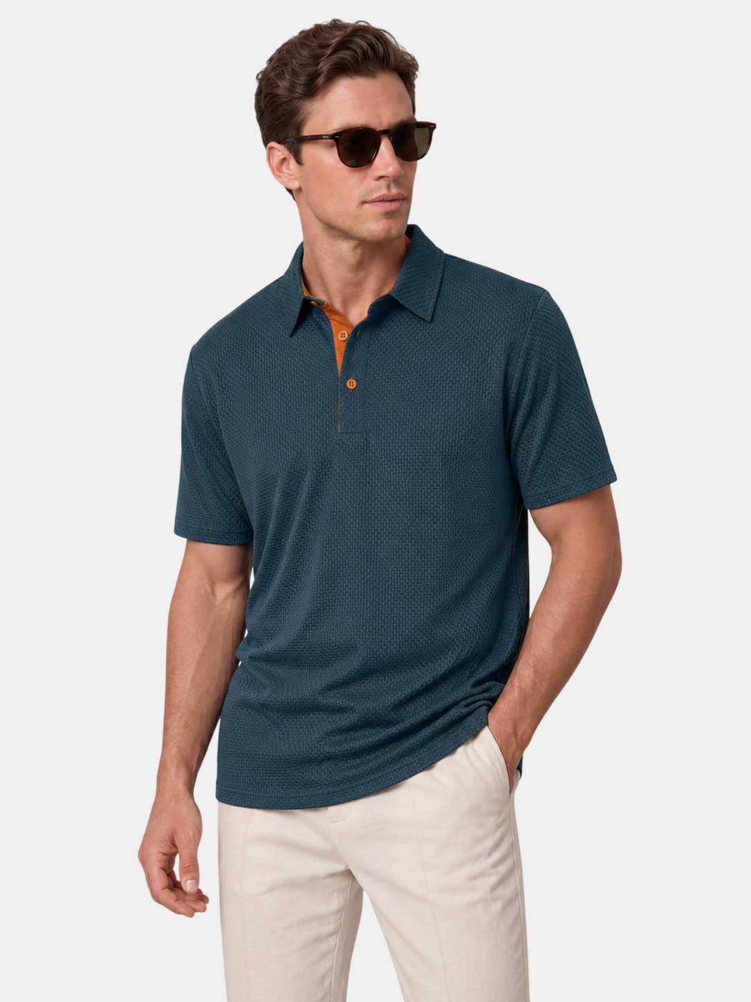 Ice-Feel Textured Stretch Polo Shirt
