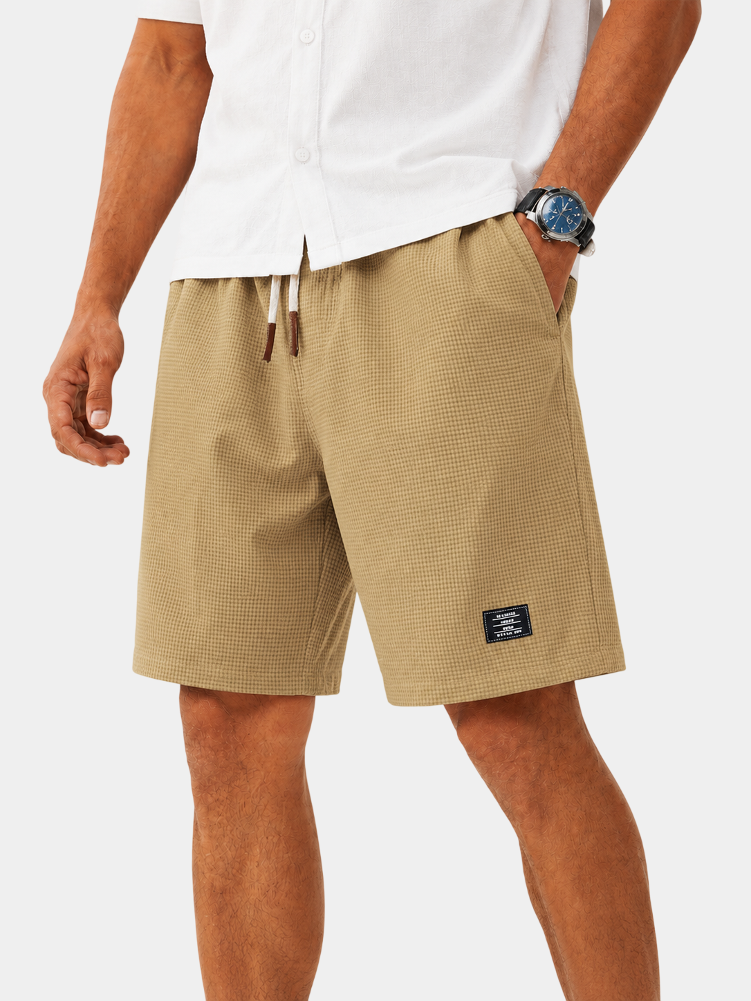 Waffle Textured Cotton-Blend Shorts