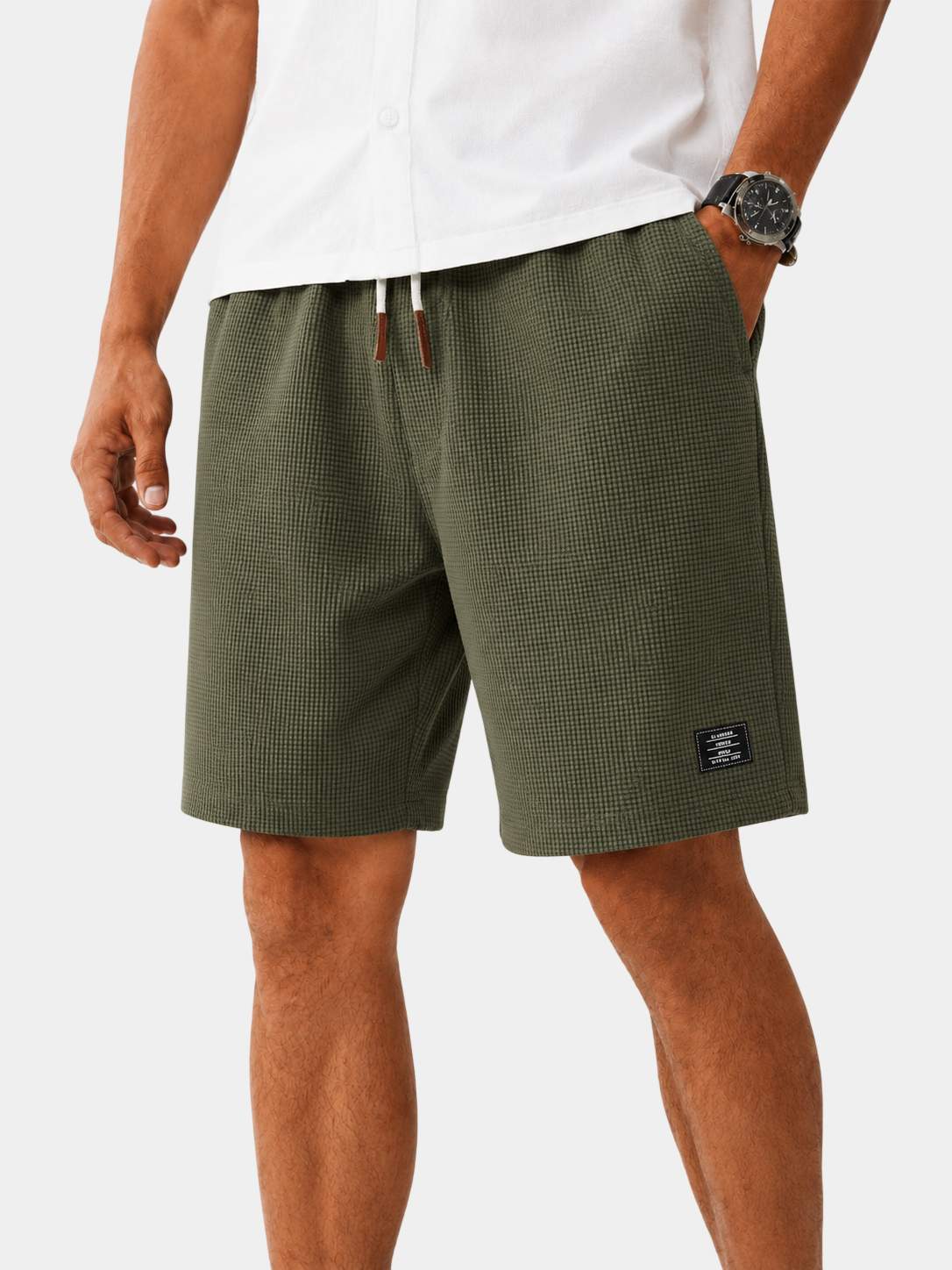 Waffle Textured Cotton-Blend Shorts