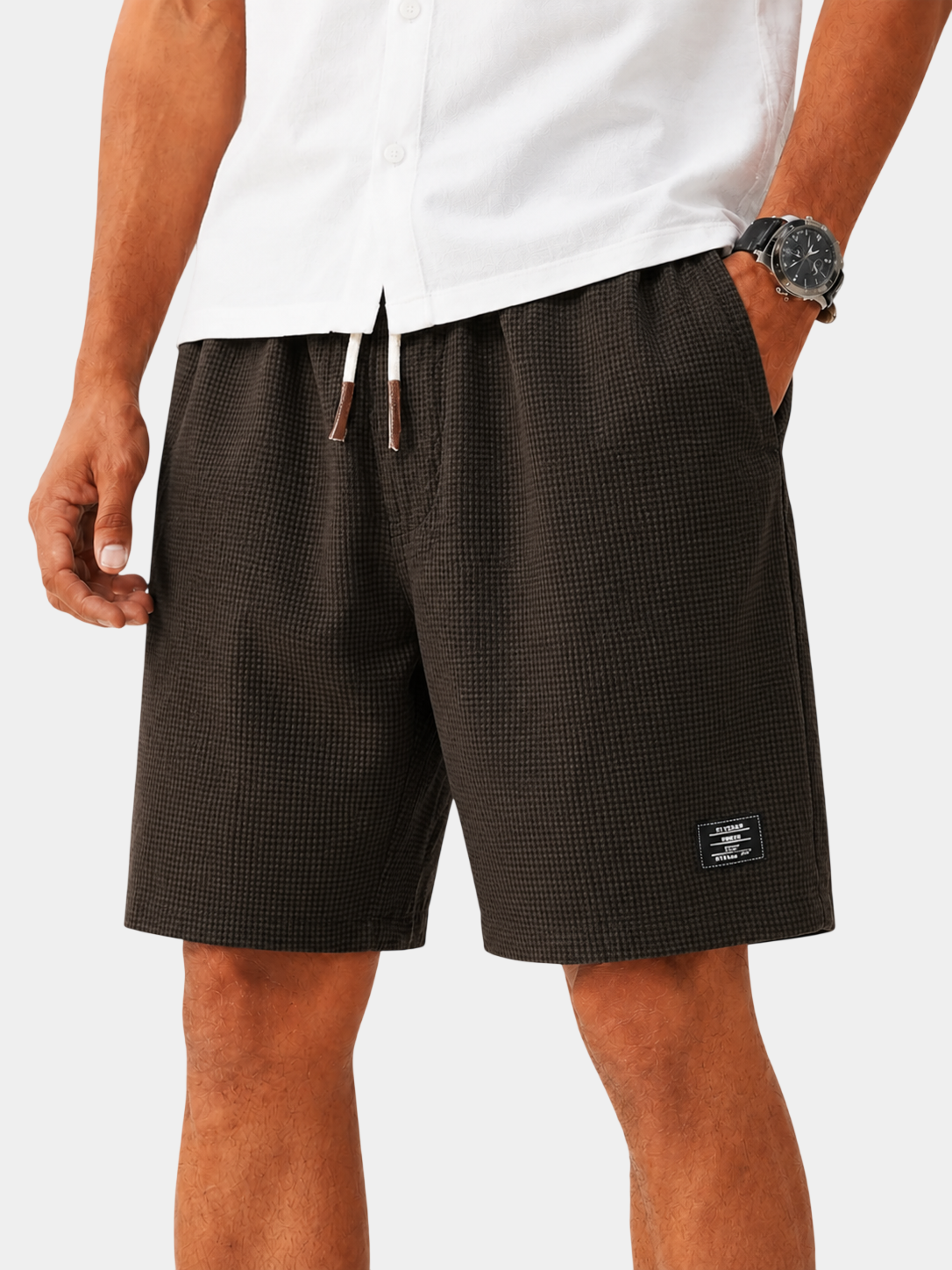 Waffle Textured Cotton-Blend Shorts