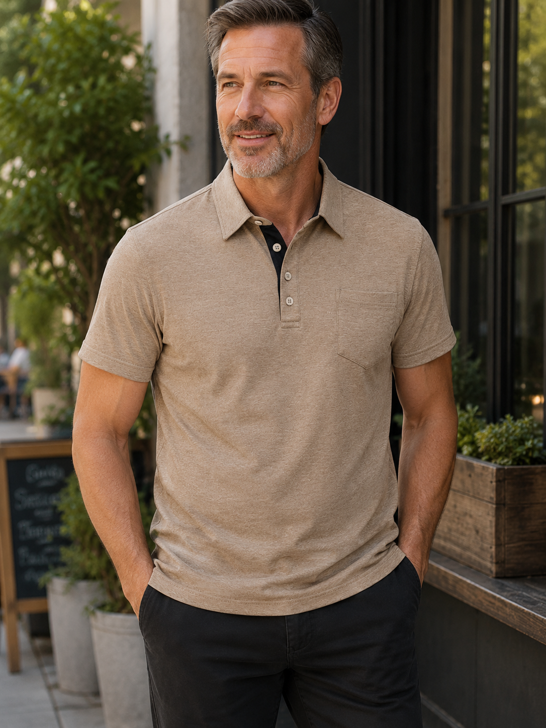 Stretch Cotton-Blend Pocket Short Sleeve Shirt