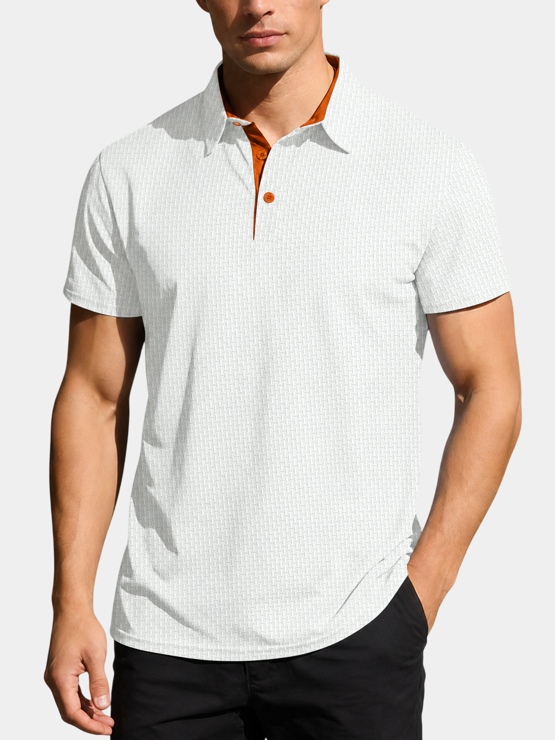 Ice-Feel Textured Stretch Polo Shirt