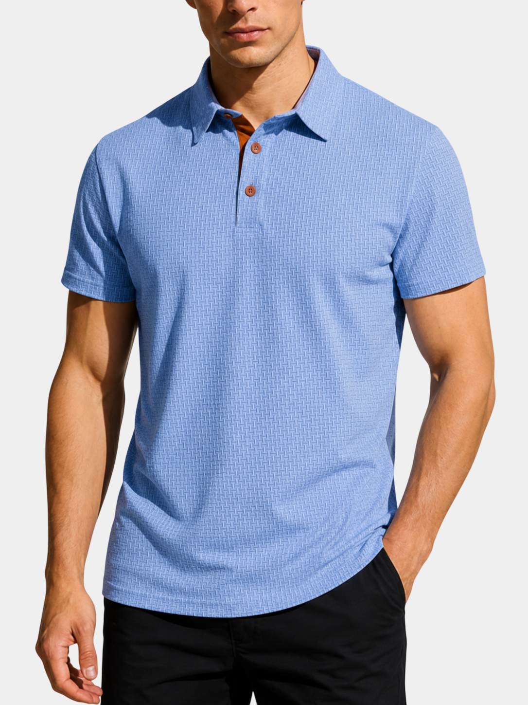 Ice-Feel Textured Stretch Polo Shirt