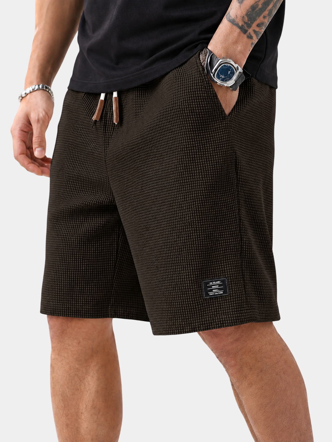 Premium Waffle Textured Cotton-Blend Shorts