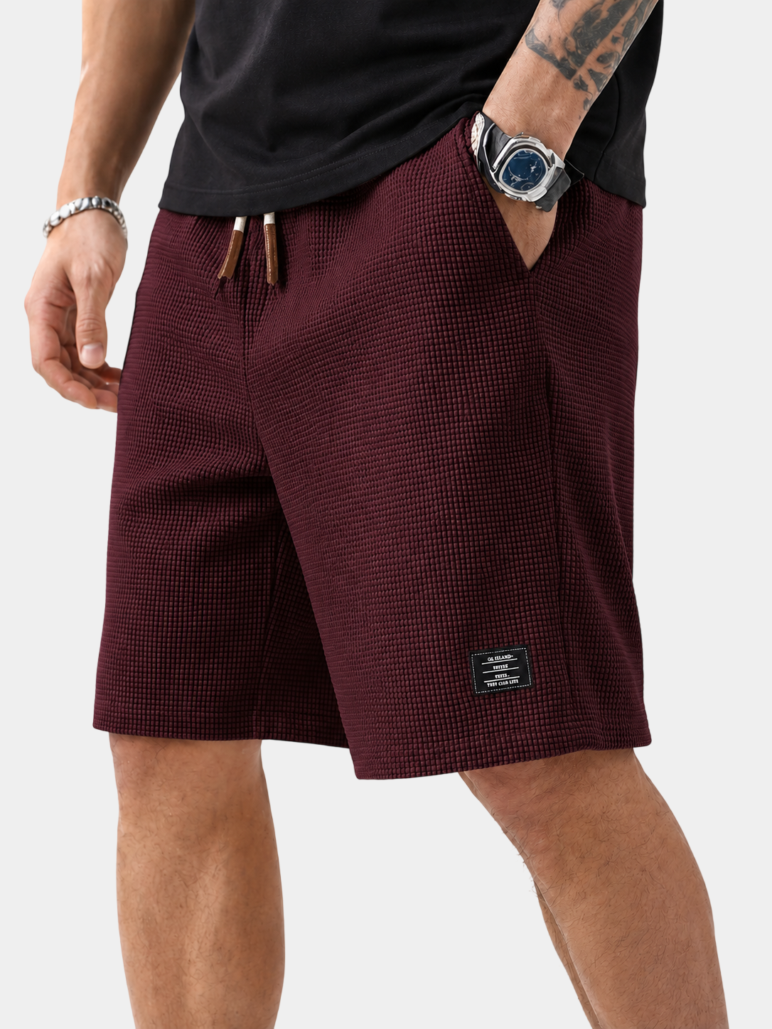 Premium Waffle Textured Cotton-Blend Shorts