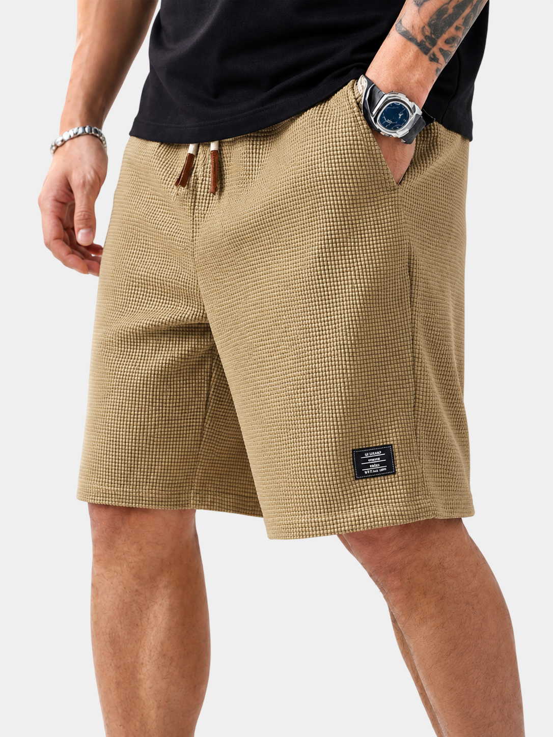 Premium Waffle Textured Cotton-Blend Shorts
