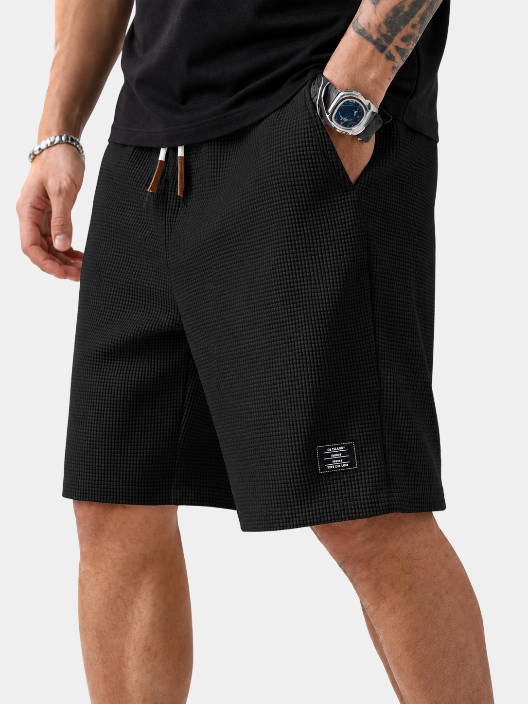 Premium Waffle Textured Cotton-Blend Shorts