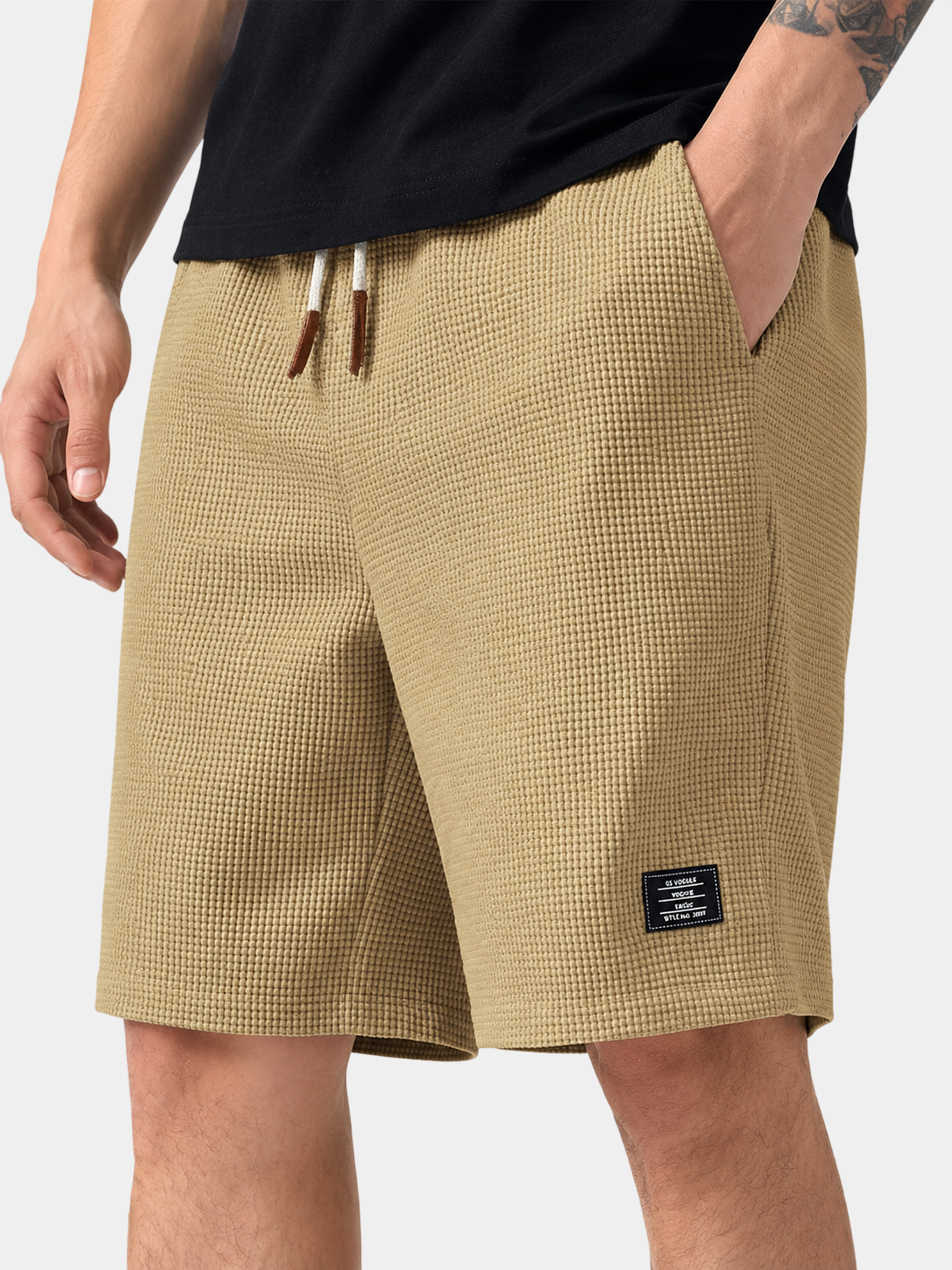 Waffle Textured Cotton-Blend Shorts