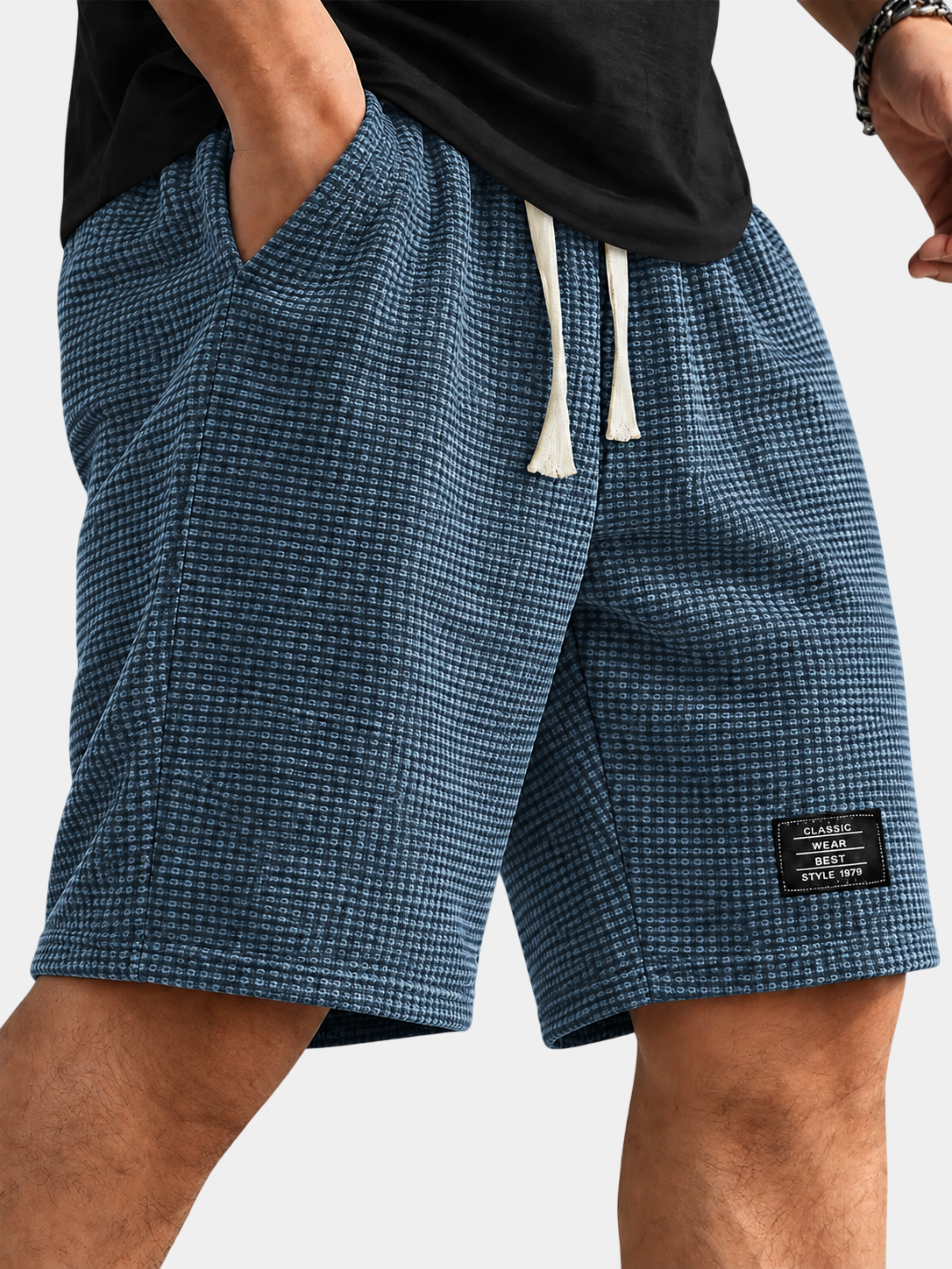 Textured Drawstring Casual Shorts