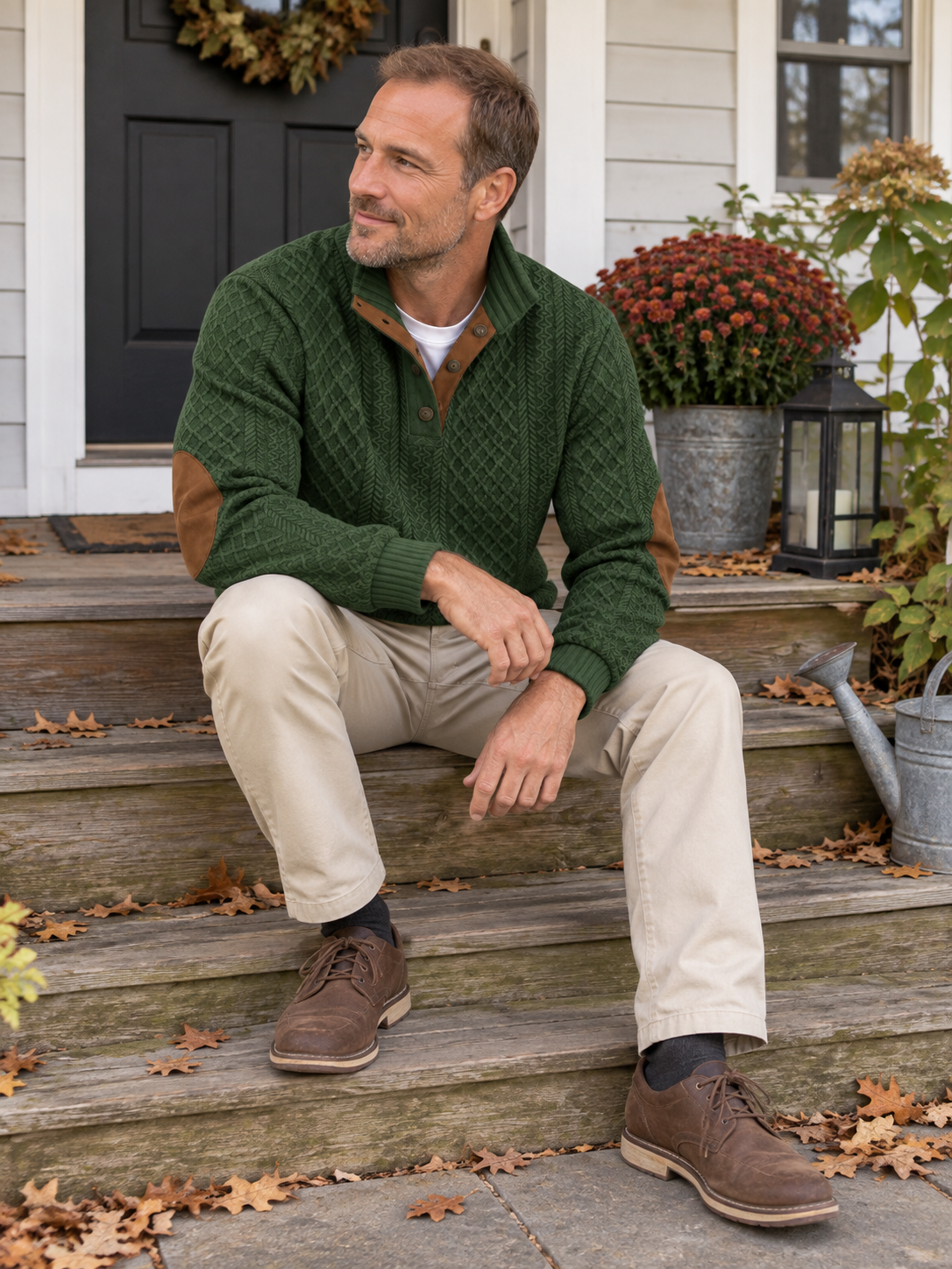 Vintage Jacquard Stand Collar Pullover Sweatshirt
