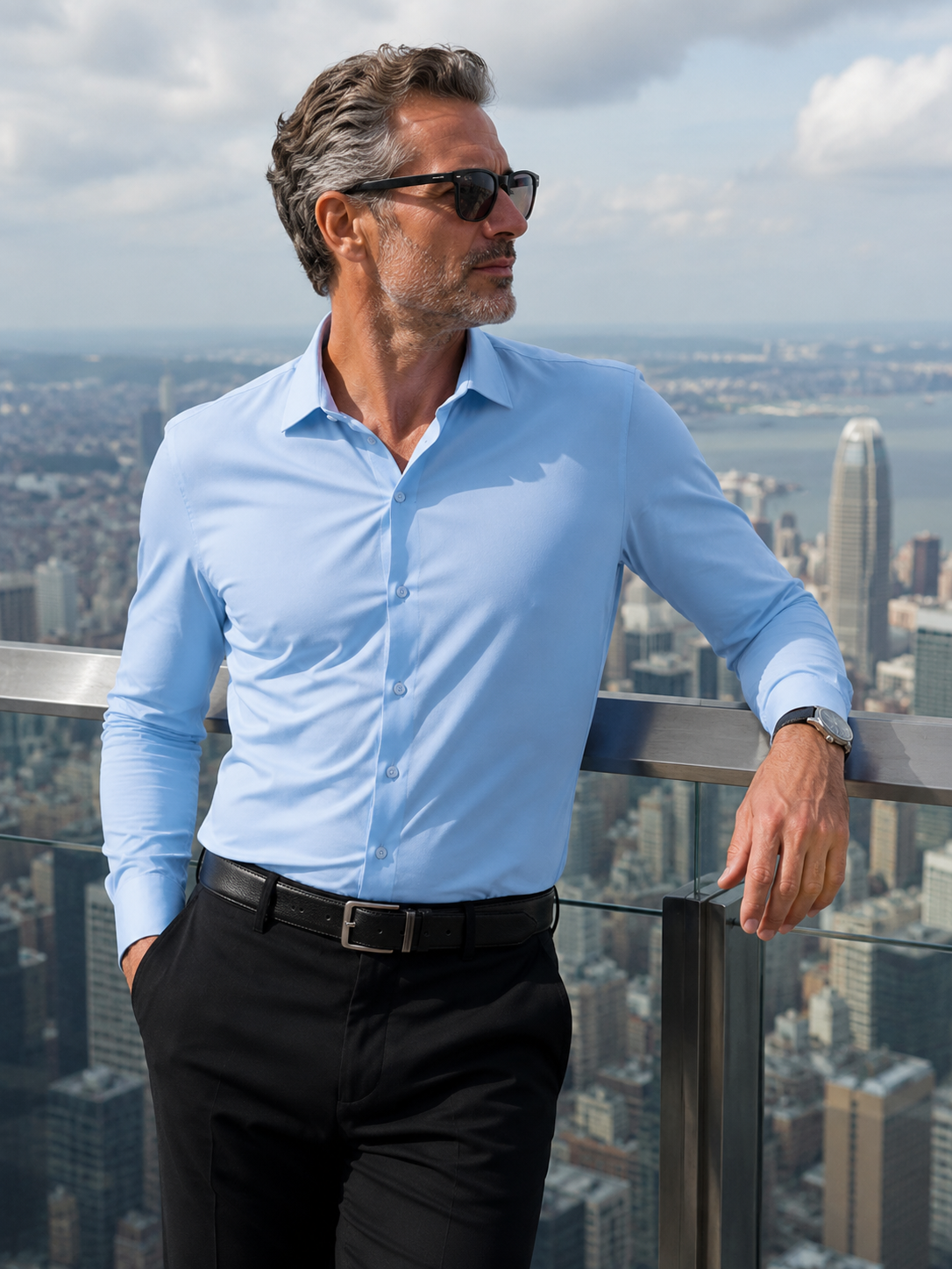 Premium 4-Way Stretch Wrinkle-Resistant Dress Shirt