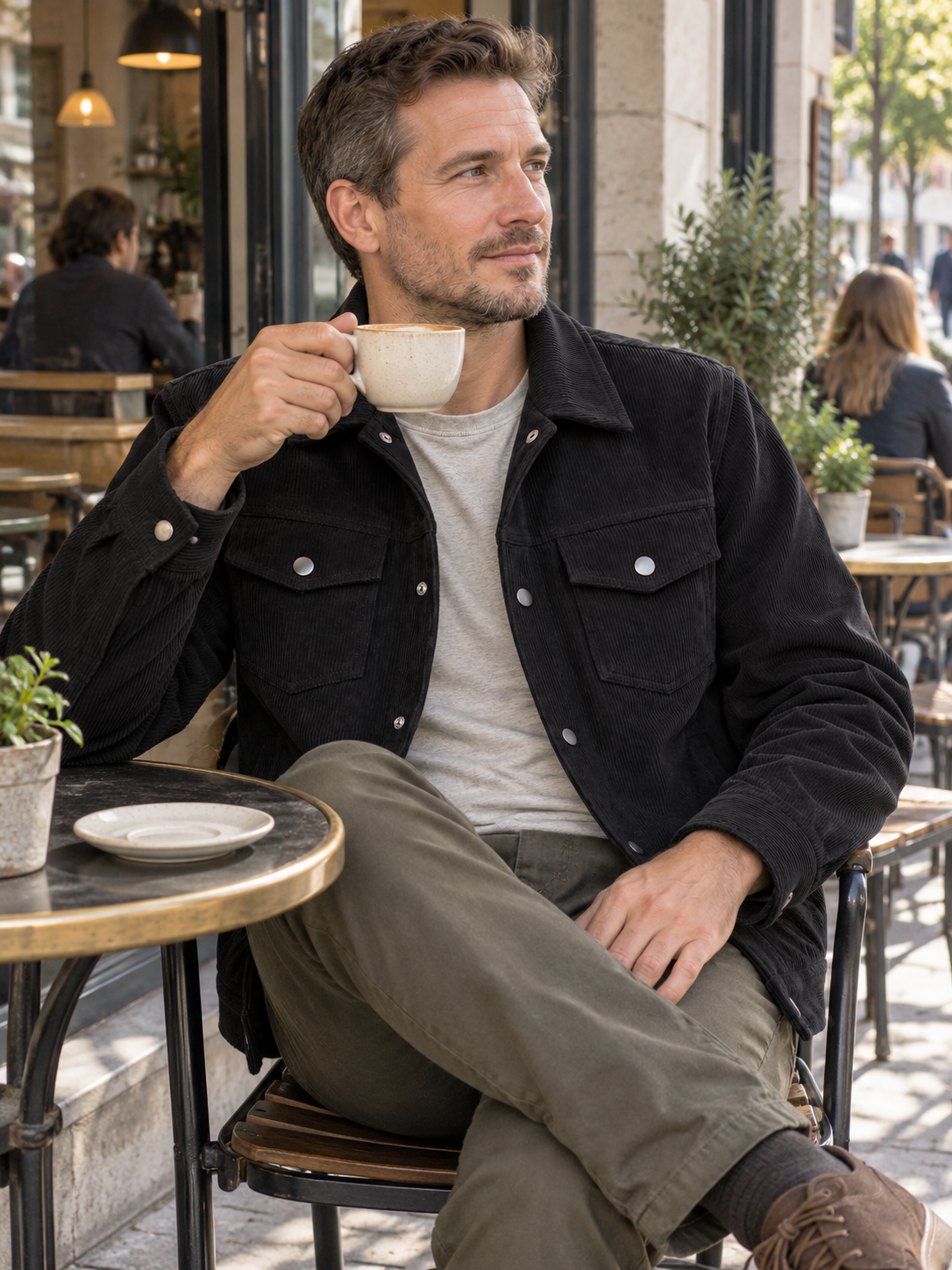 Premium Textured Corduroy Snap Button Jacket