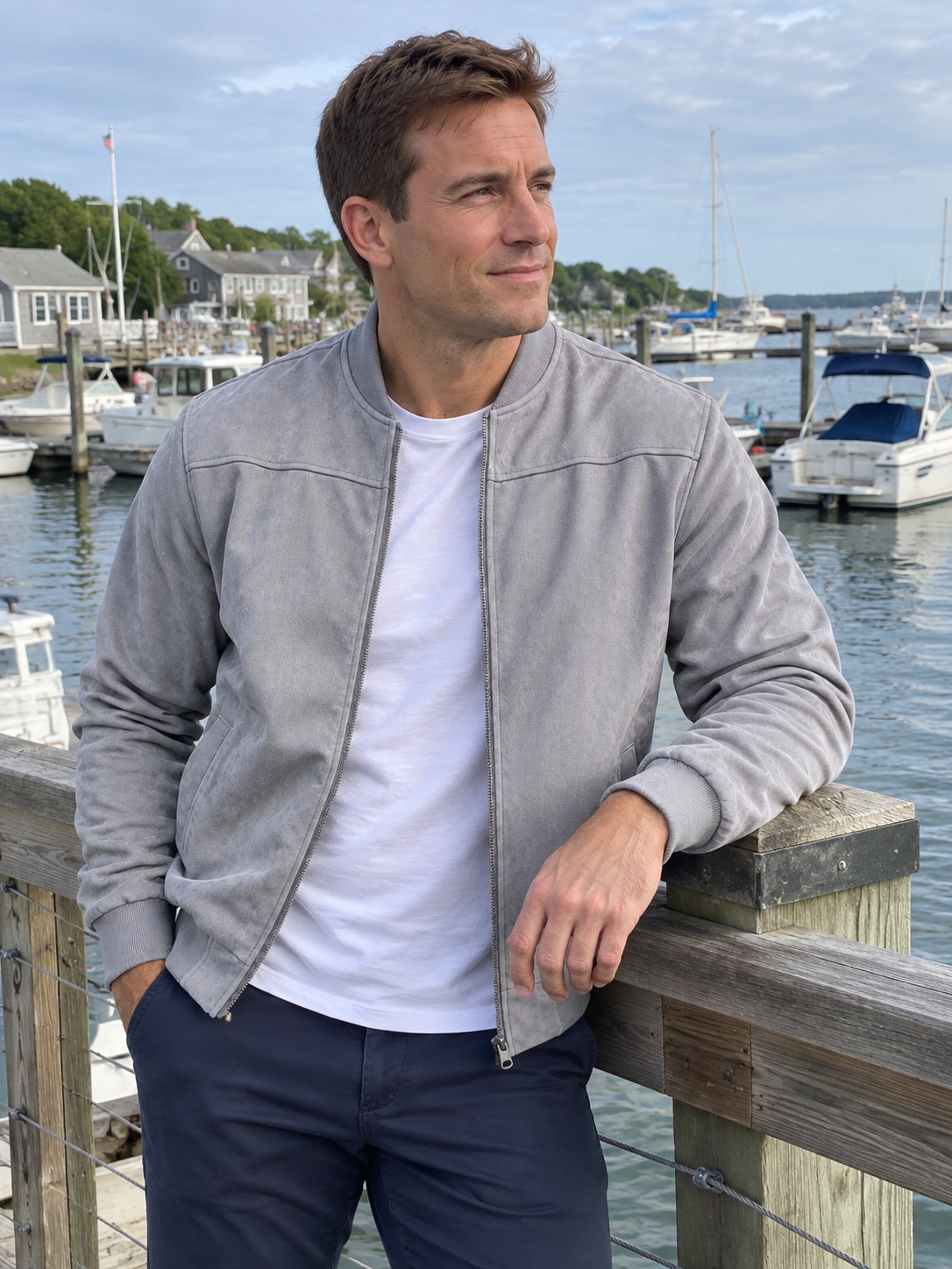 Lightweight Suede Stand Collar Zip Suede Jacket