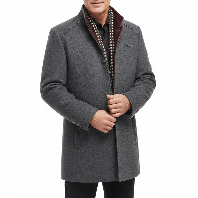 Men's Premium Thick Wool Coat With Detachable Scarf