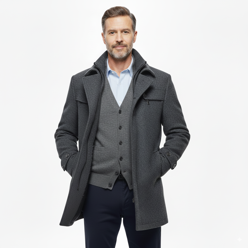 Men's British Double Layered Wool Blend Coat