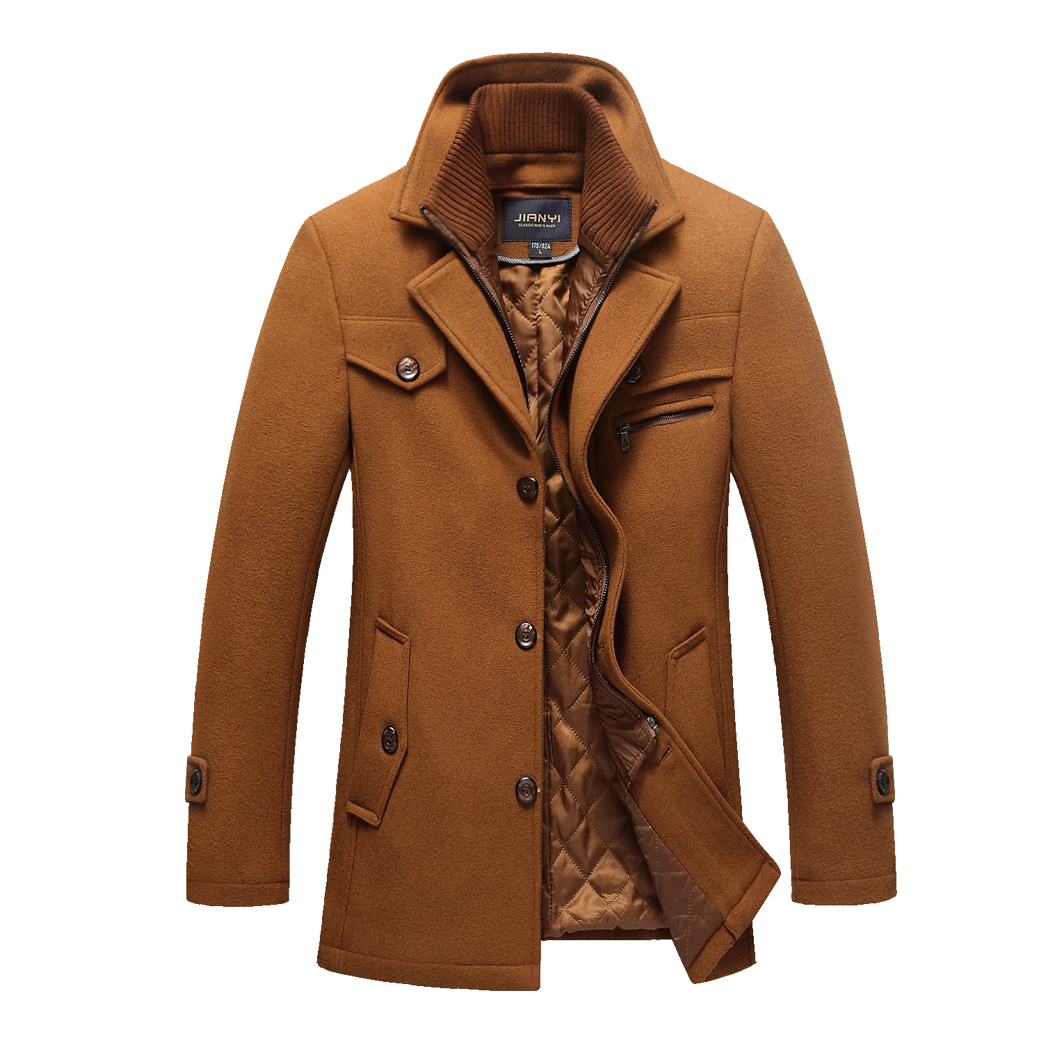 Men's Winter Double-Layered Single Breasted Wool Coat