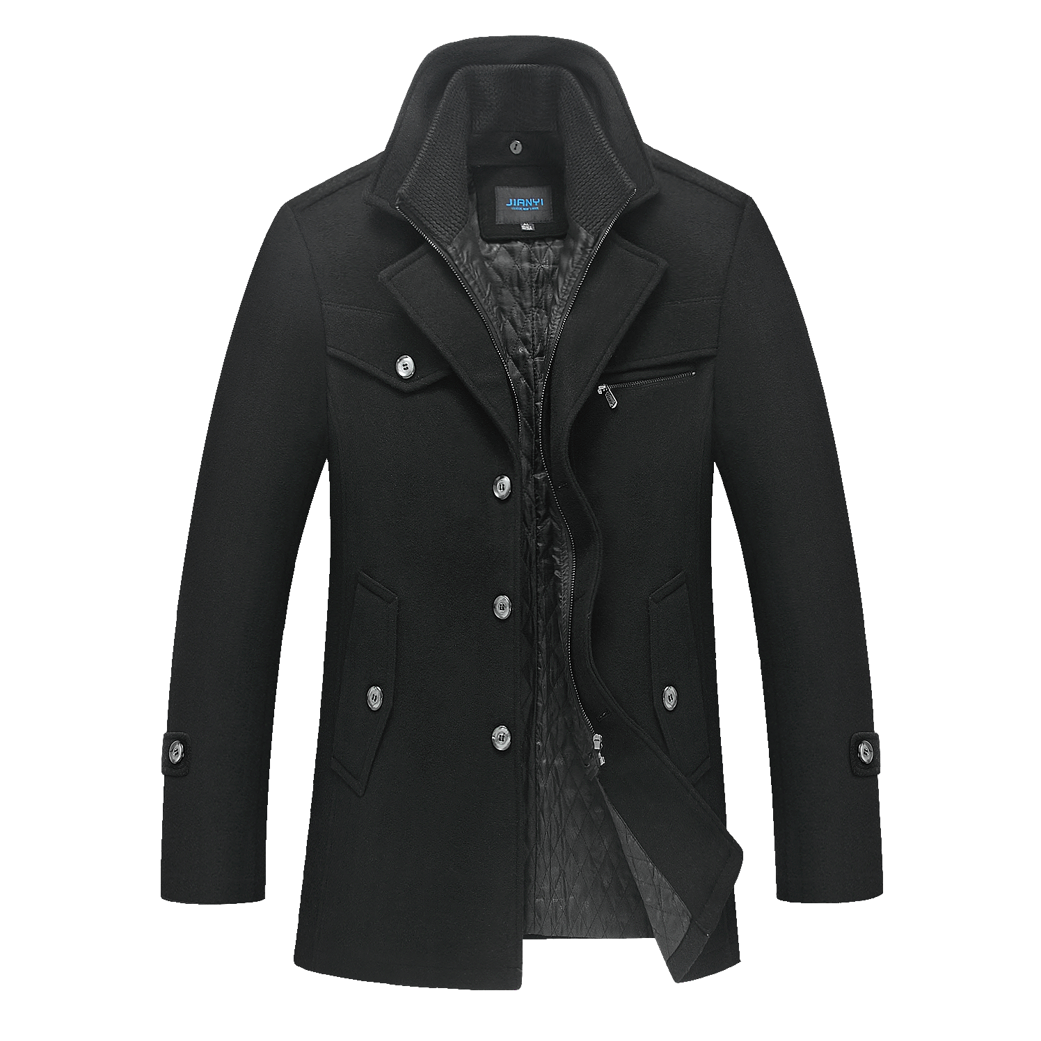 Men's Winter Double-Layered Single Breasted Wool Coat