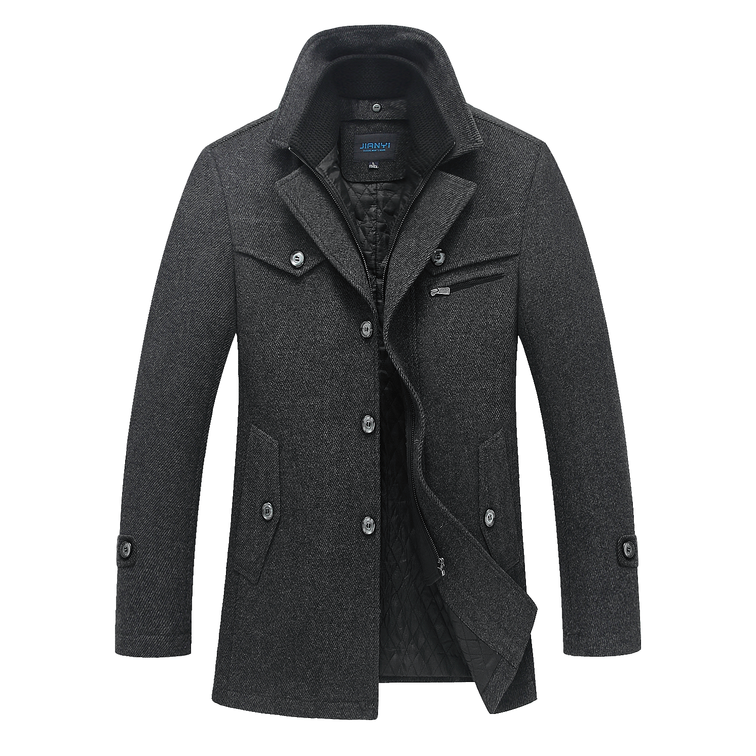 Men's Winter Double-Layered Single Breasted Wool Coat