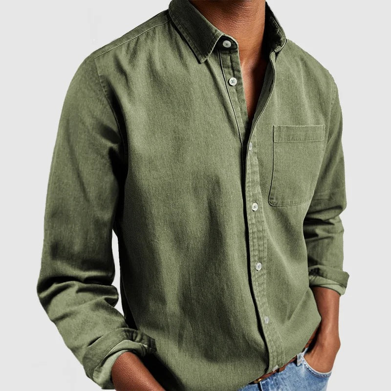 Men's Casual Long Sleeves Work Denim Shirt