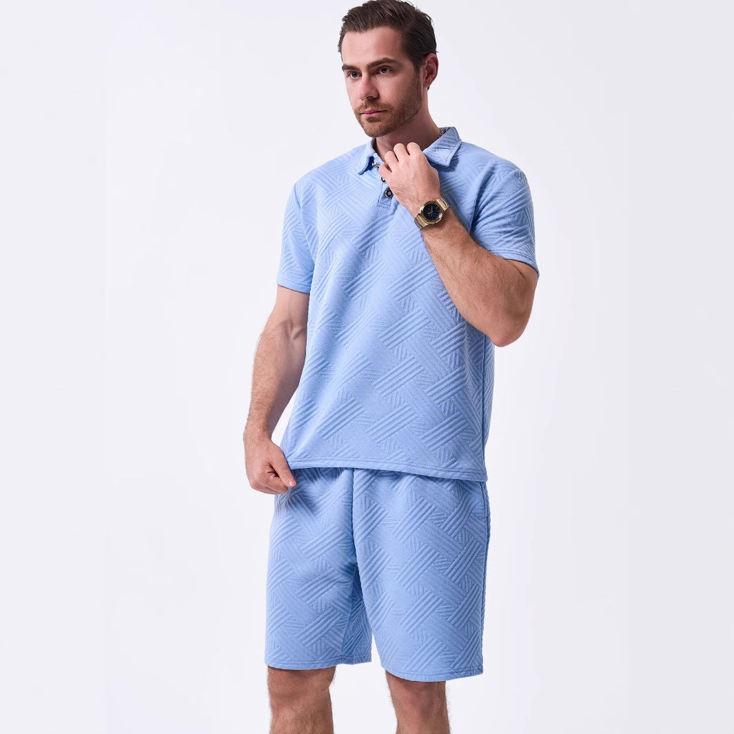 Men's 2 Pieces Outfits Summer Suit, Short Sleeve Tracksuit Polo Shirt & Shorts set