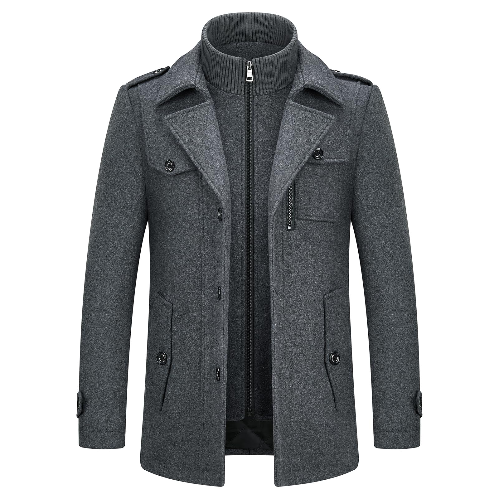 Men's Winter Thick Double-Layer Wool Blend Coat