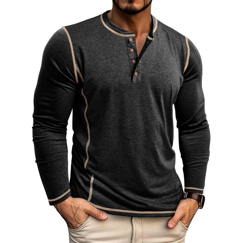 Men Casual Henley Shirt Long Sleeve Lightweight Shirt