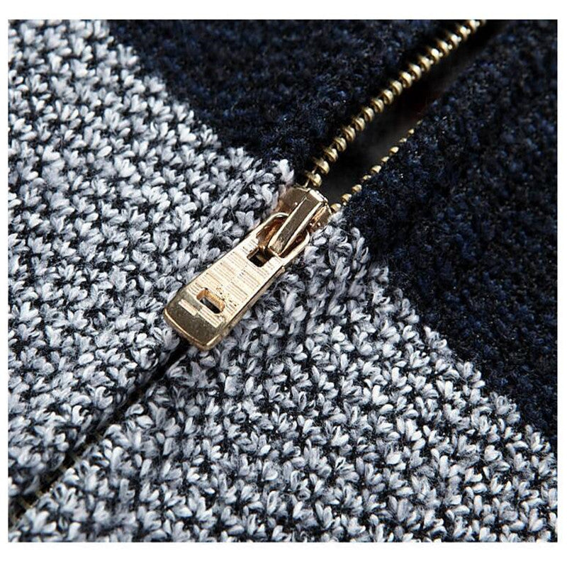 Men's Casual Gradient Knitted Zipper Sweater