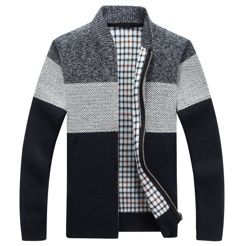 Men's Casual Gradient Knitted Zipper Sweater