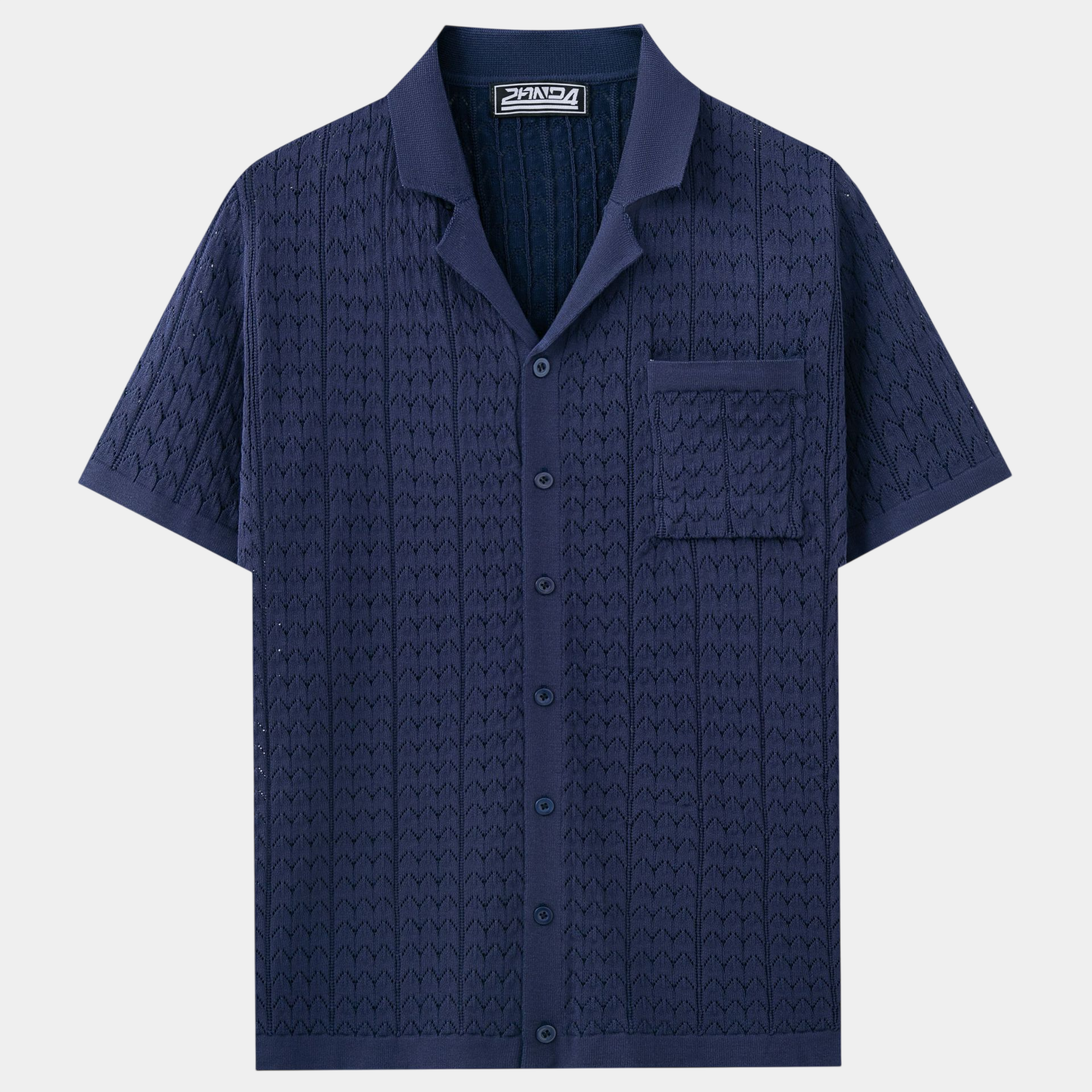 Vintage Textured Knit Cuban Collar Shirt