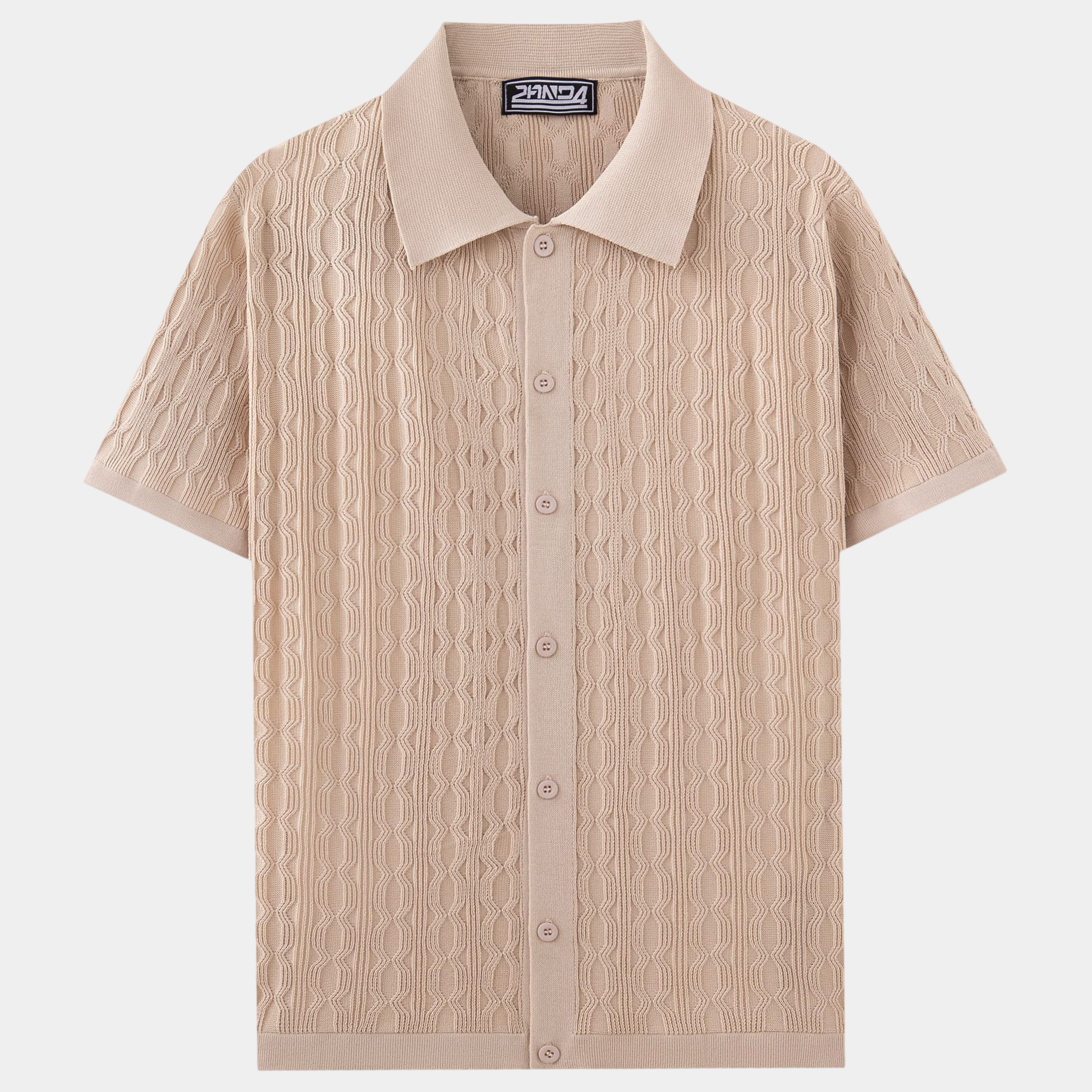 Premium Textured Jacquard Knit Polo Shirt