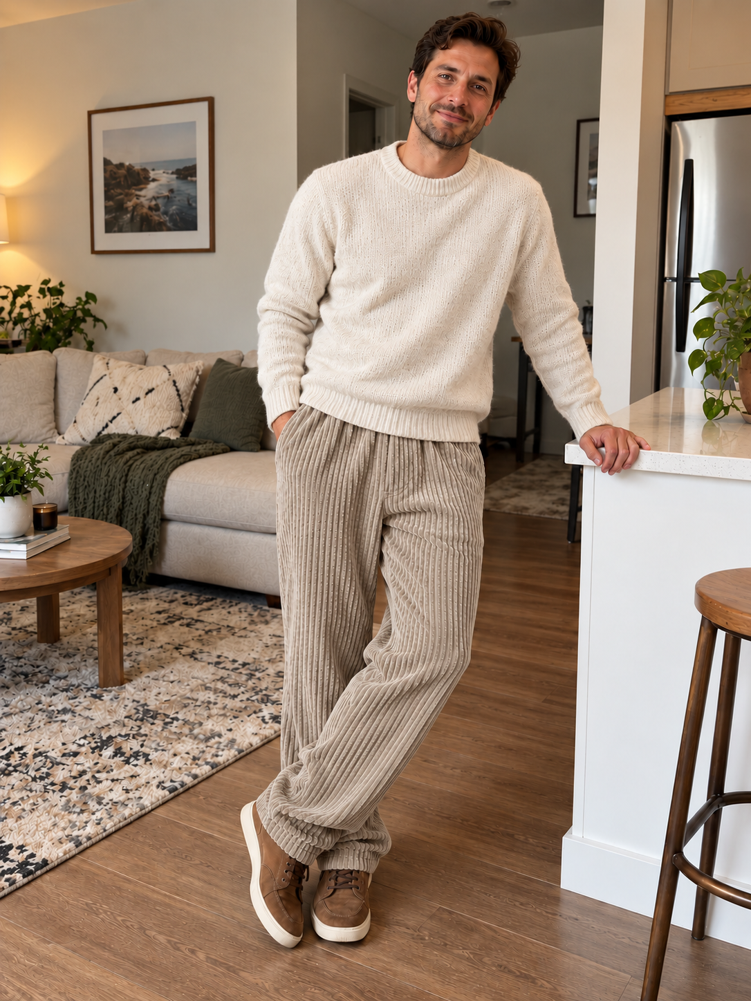 Relaxed Fit Thick Corduroy Drawstring Pants