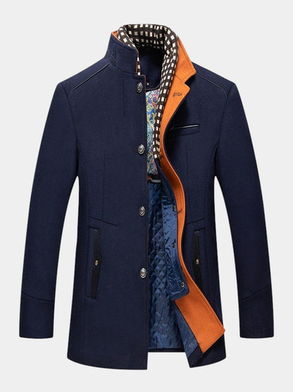 Thick Stand Collar Detachable Scarf Wool Coat