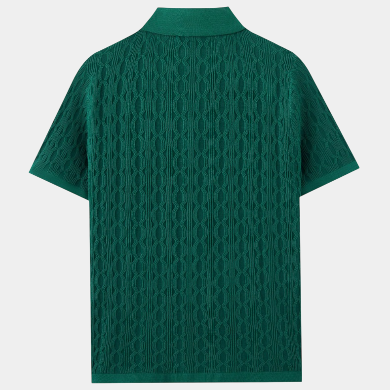 Premium Textured Jacquard Knit Polo Shirt